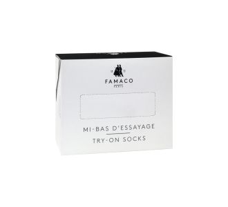 Box of nylon stockings for testing shoes